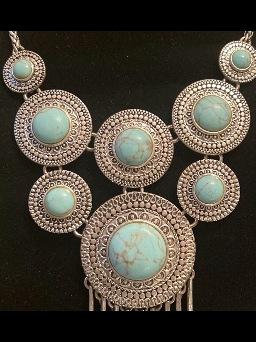 Lucky Brand cracked blue boho statement necklace vintage - Picture 4 of 4